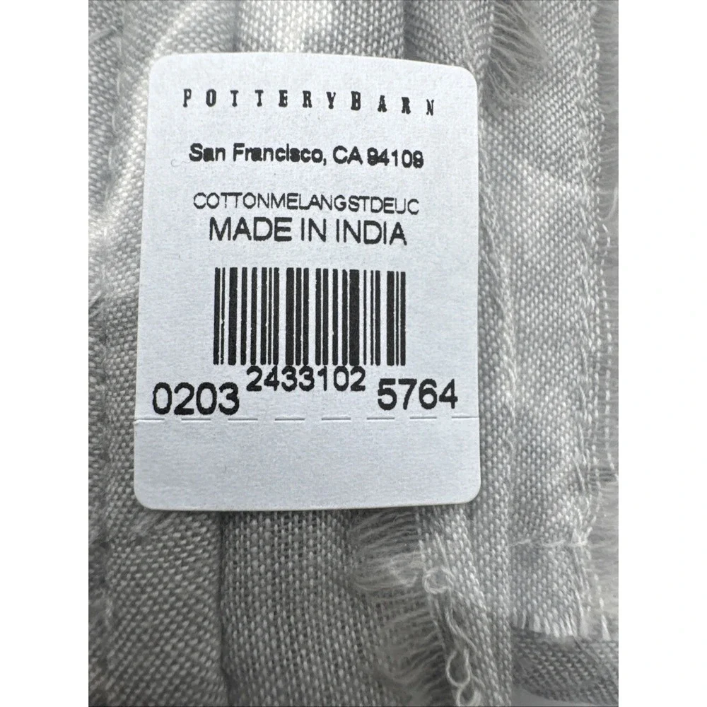 Pottery Barn Standard Pillow Sham Eucalyptus Green Cotton Melange Quilted Stitch
